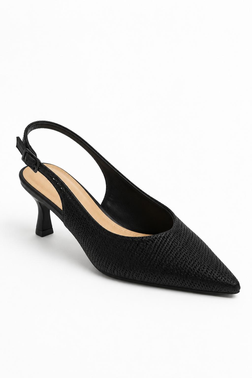 Zapato Slingback Mujer Negro de Tacón