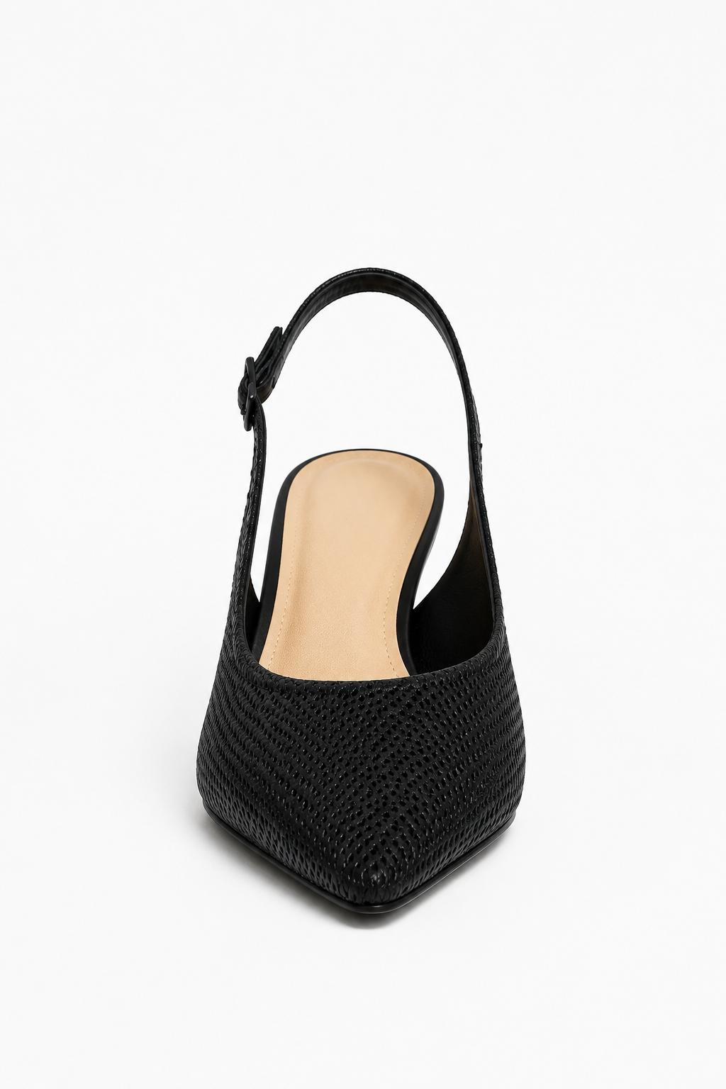 Zapato Slingback Mujer Negro de Tacón