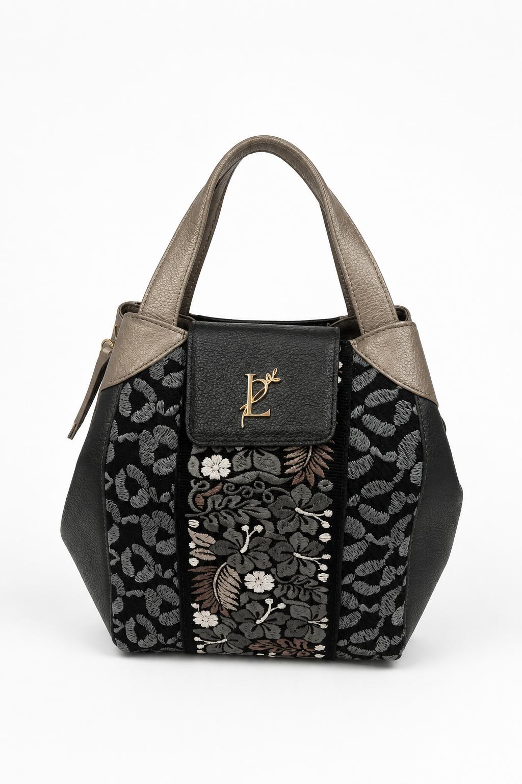 Bolso de mano en cuero exclusivo – Negro/Gris