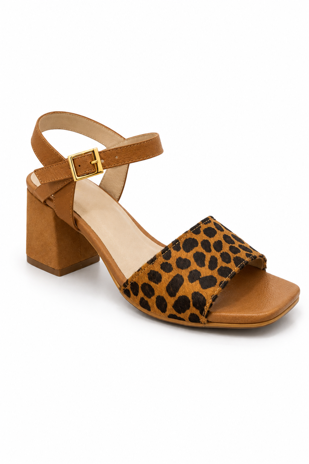 Sandalia marrón animal print