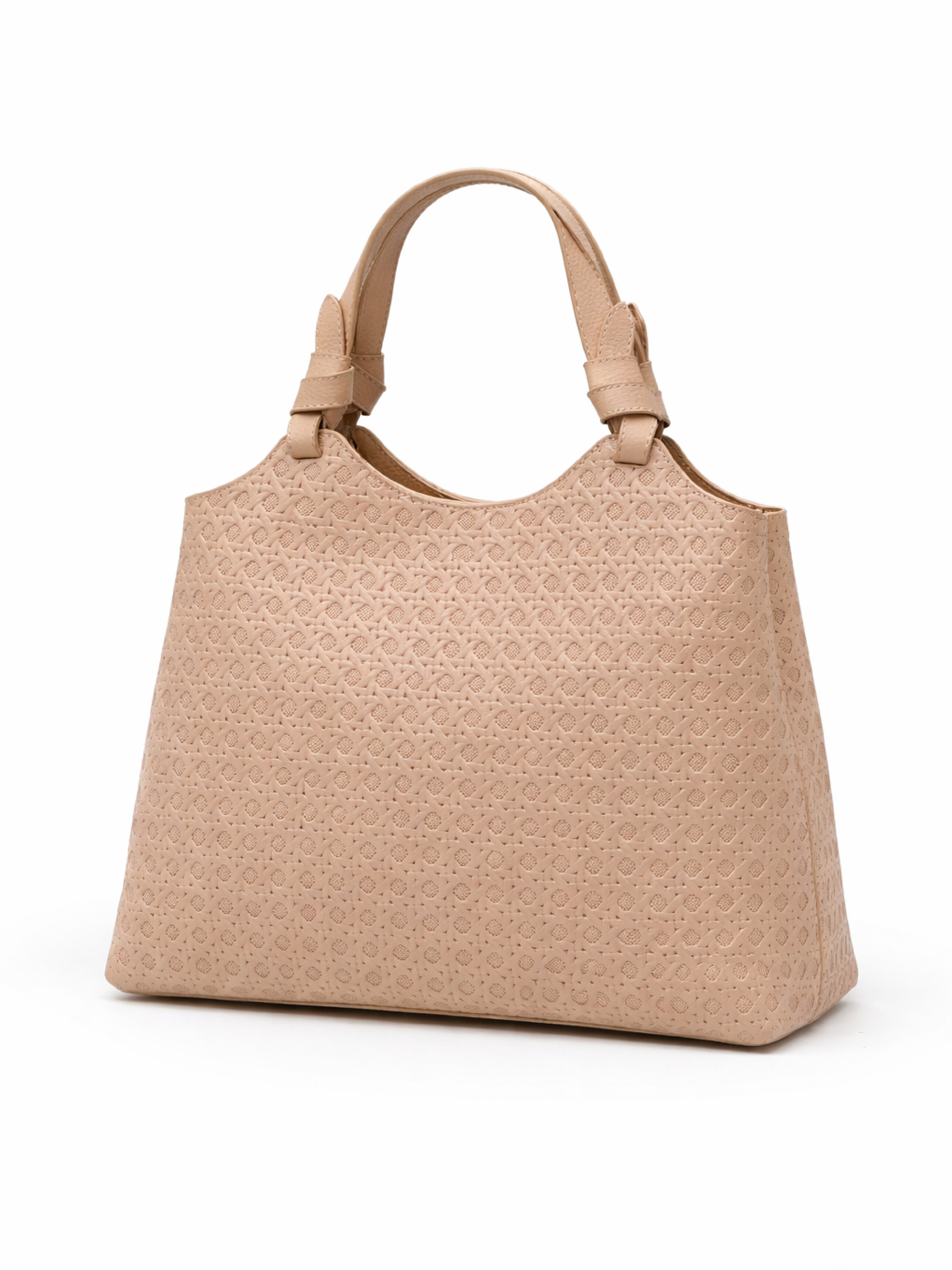 BOLSO TONO ARENA CON TEXTURA GRABADA Y ASAS ESTRUCTURADAS
