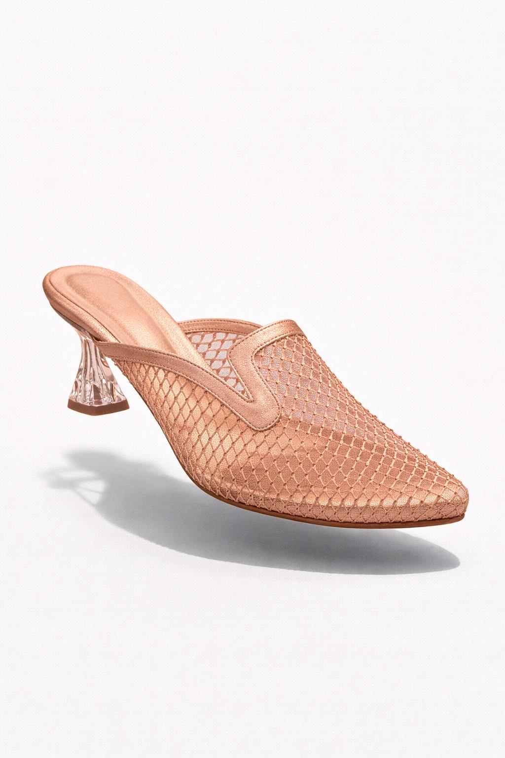 Mule Tejido Metalizado con Tacón Escultural