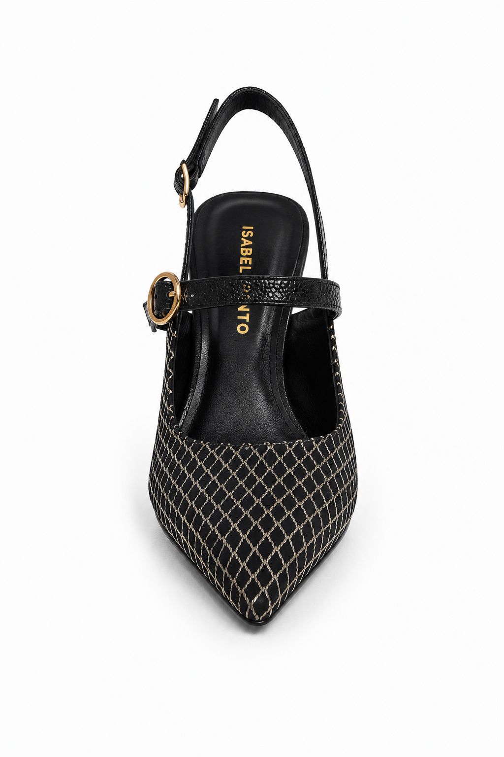 Zapato Slingback Negro Texturizado