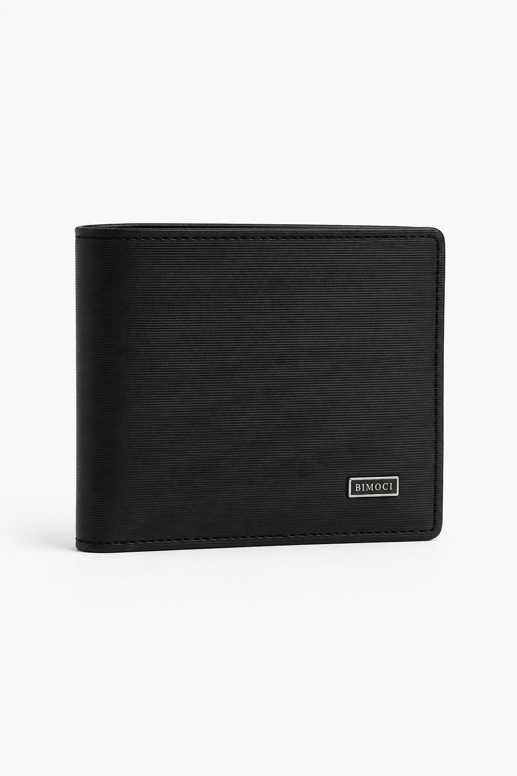 Billetera negra en cuero para hombre con interior rojo