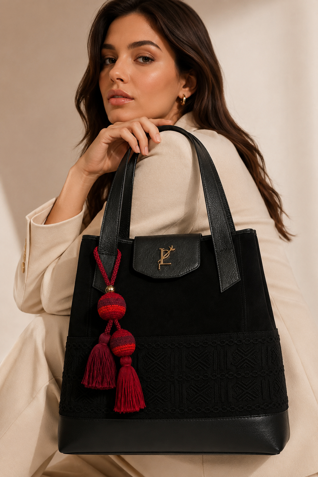 bolso negro para mujer azas largas