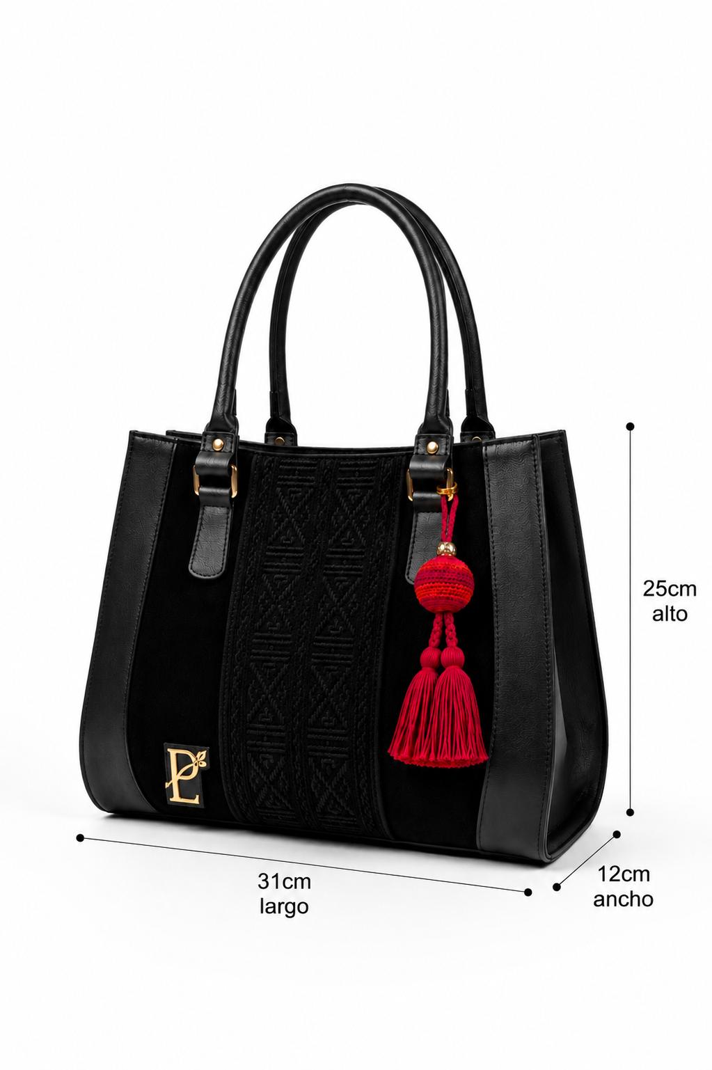 Bolso Negro con tejido