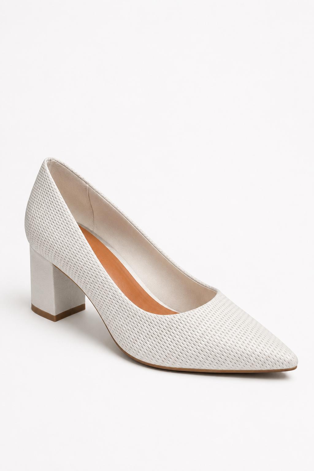 Zapato de tacón mujer color blanco texturizado