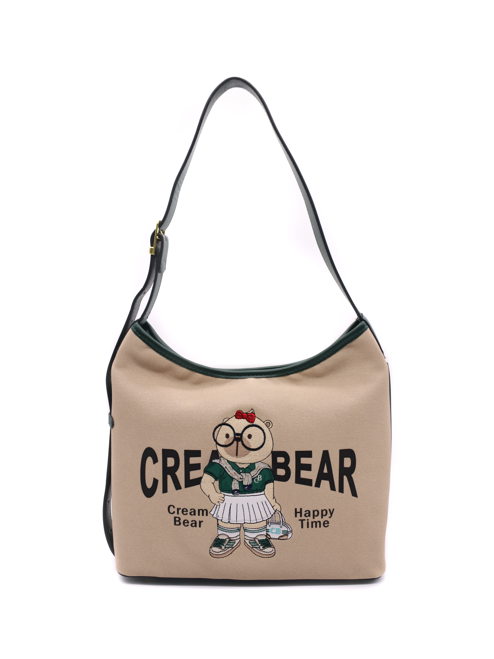 Bolso beige con diseño ilustrado “Cream Bear”