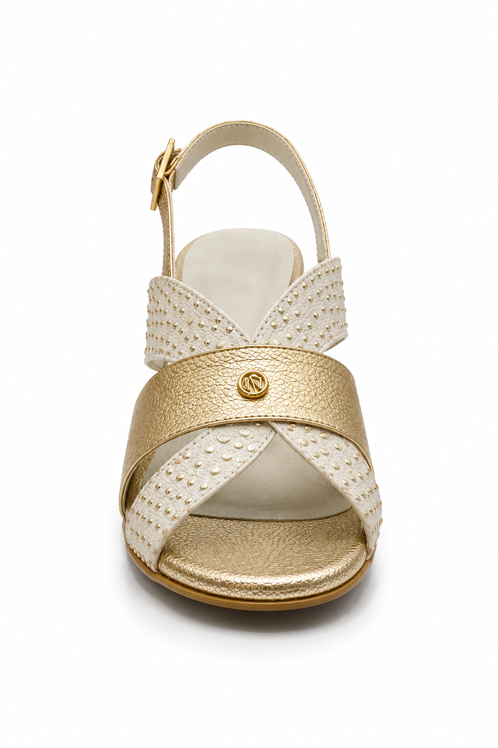 SANDALIAS DE ORO CON BEIGE