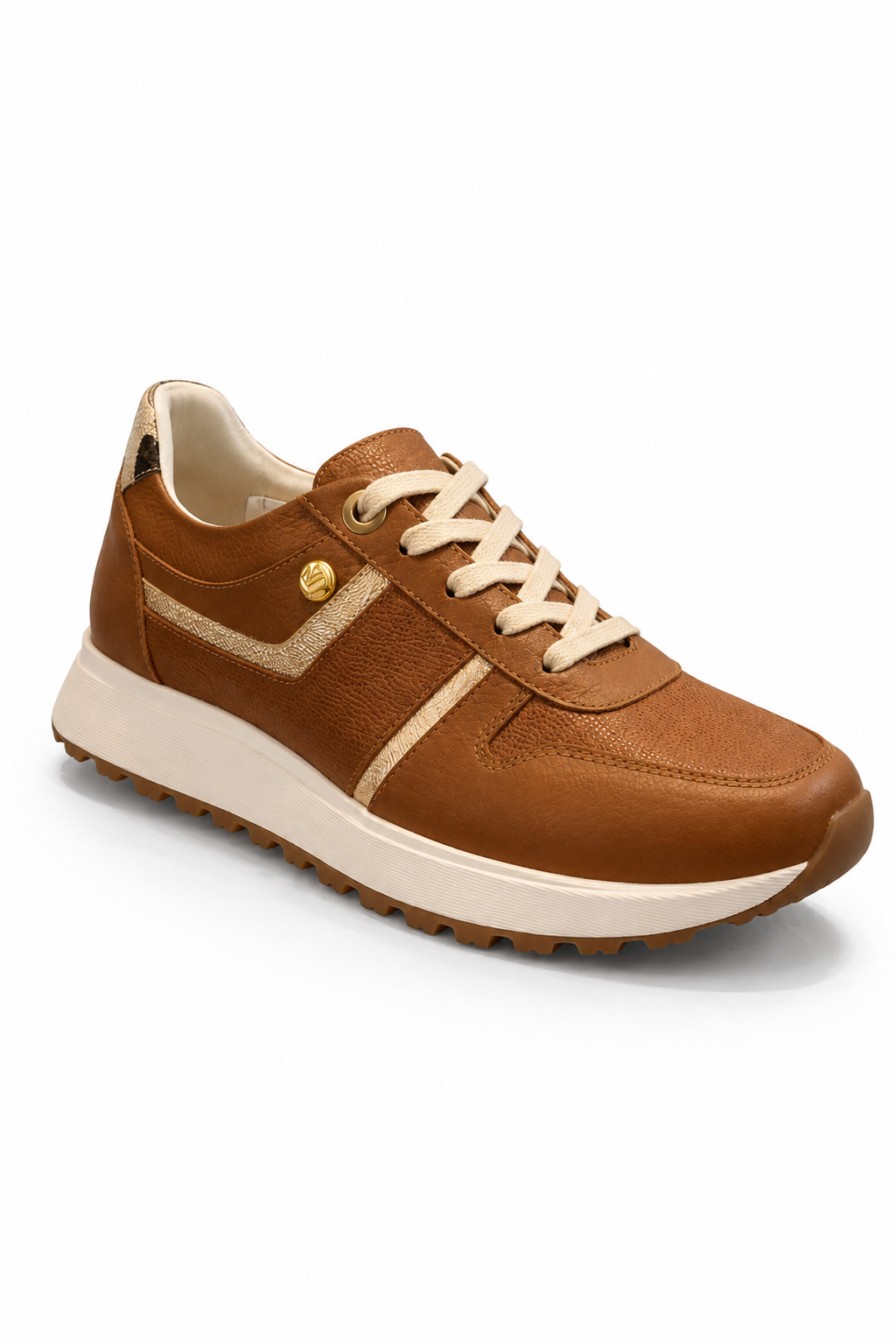 Tenis en cuero miel para mujer