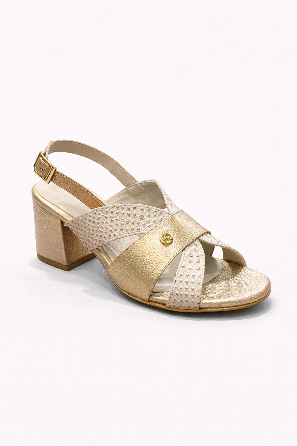 SANDALIAS DE ORO CON BEIGE