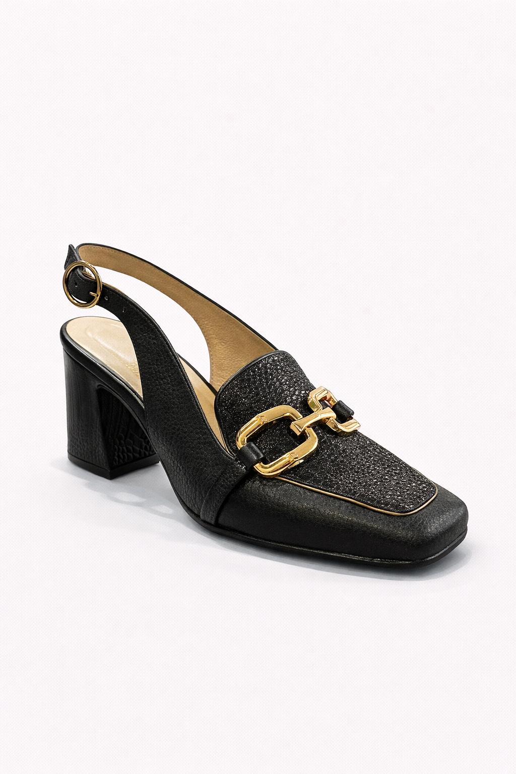 CALZADO EN CUERO NEGRO