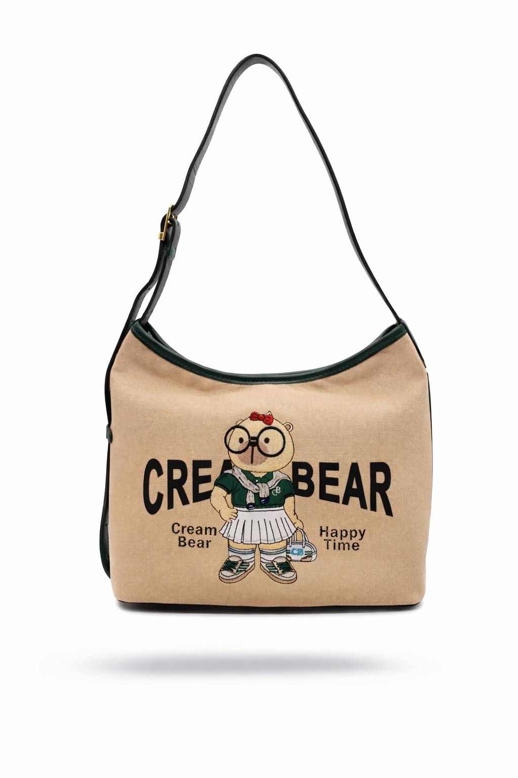 Bolso  beige con diseño ilustrado “Cream Bear”