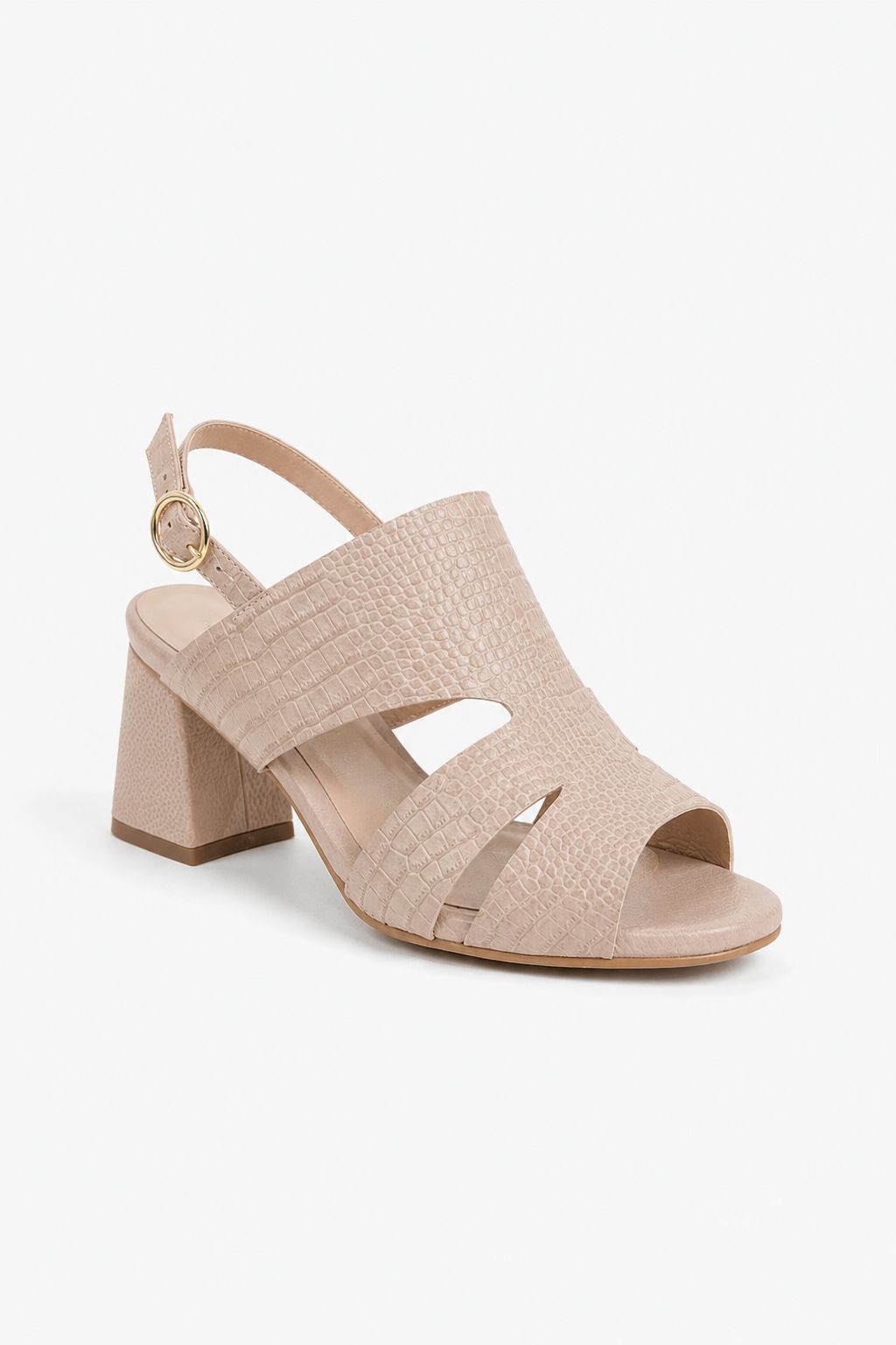 Sandalia de Tacón Nude Textura Croco