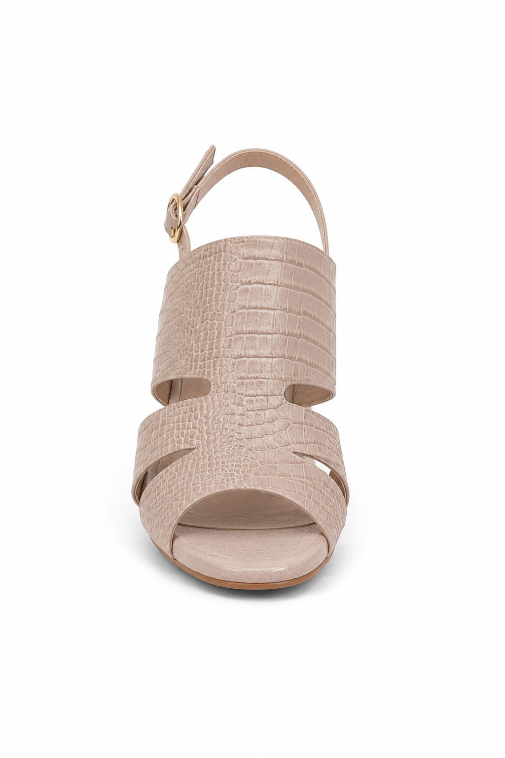 Sandalia de Tacón Nude Textura Croco