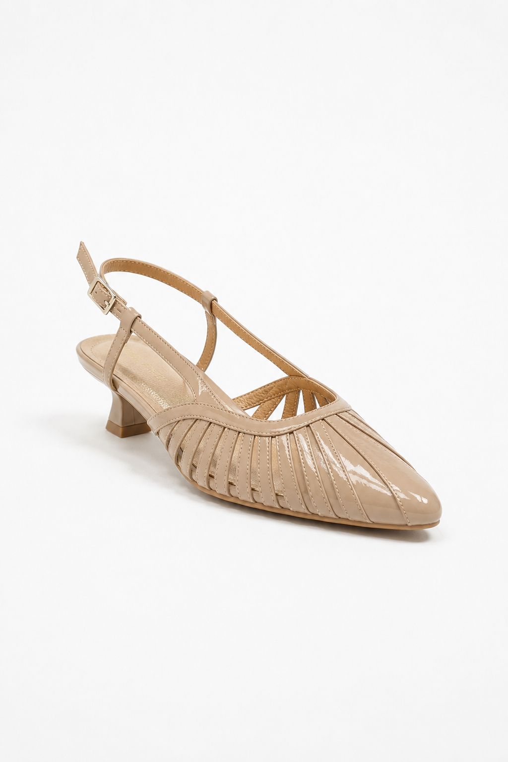 Zapato Slingback Nude Charolado