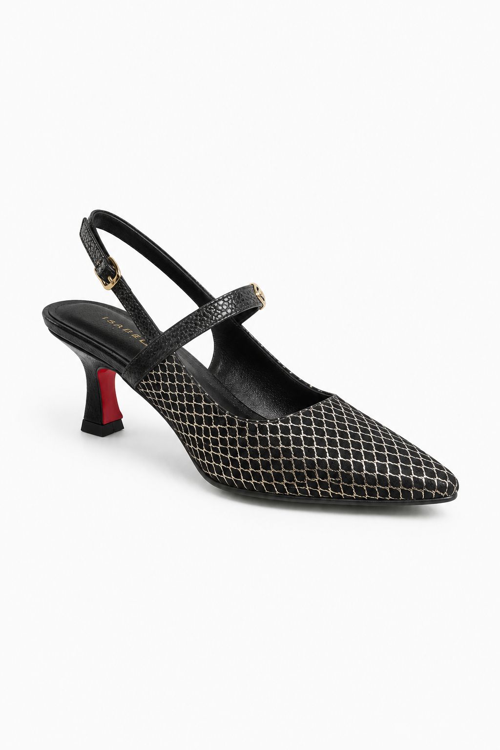Zapato Slingback Negro Texturizado