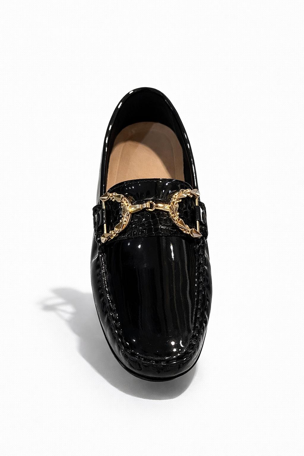 Moccasion en charol negro