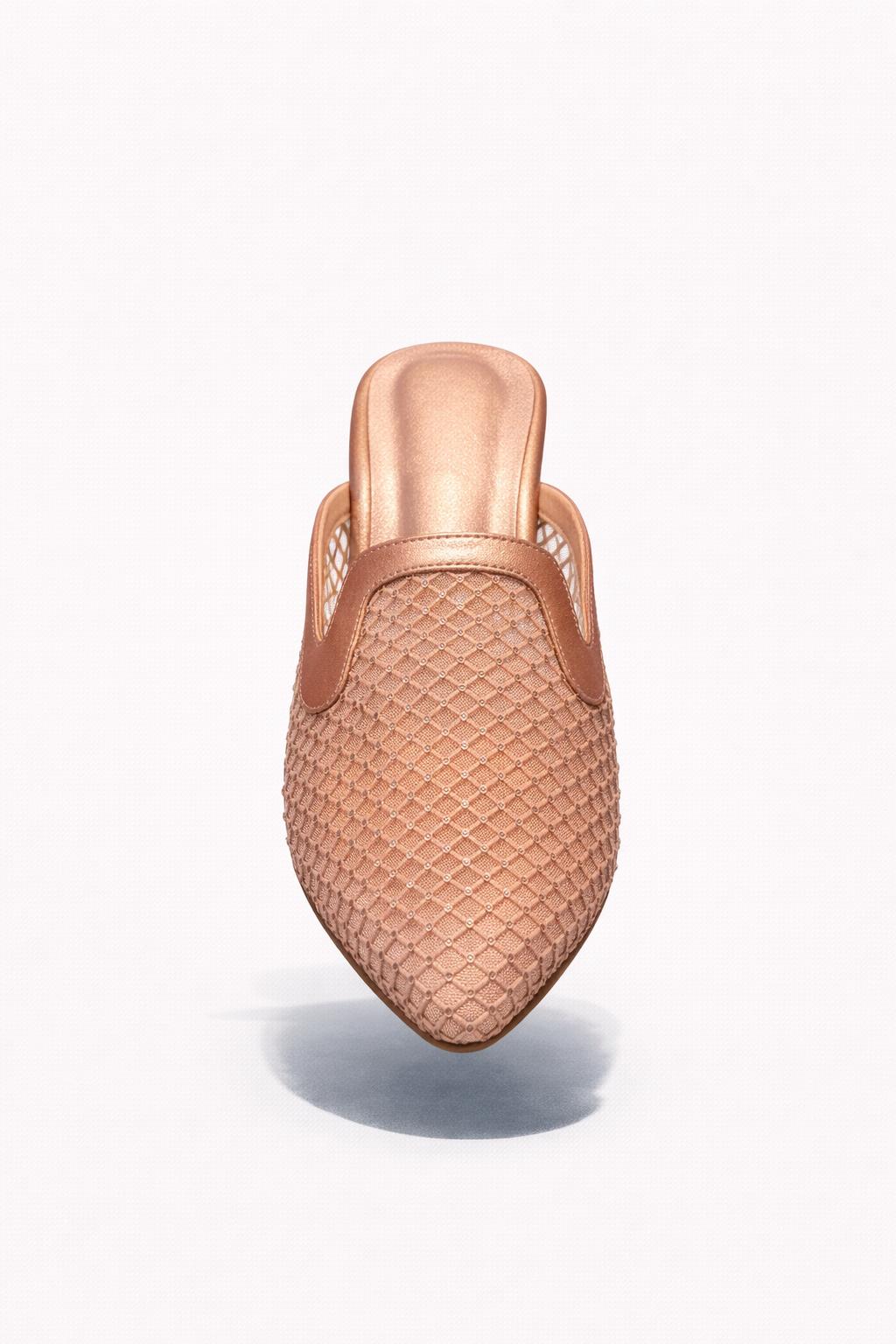 Mule Tejido Metalizado con Tacón Escultural