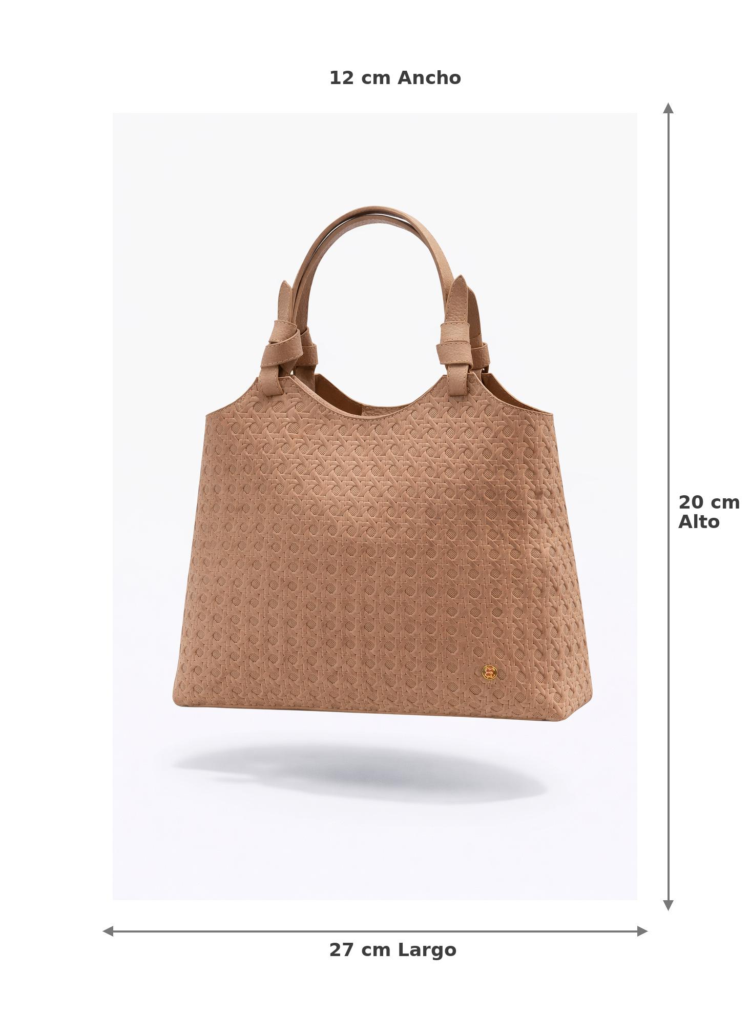 BOLSO TONO ARENA CON TEXTURA GRABADA Y ASAS ESTRUCTURADAS