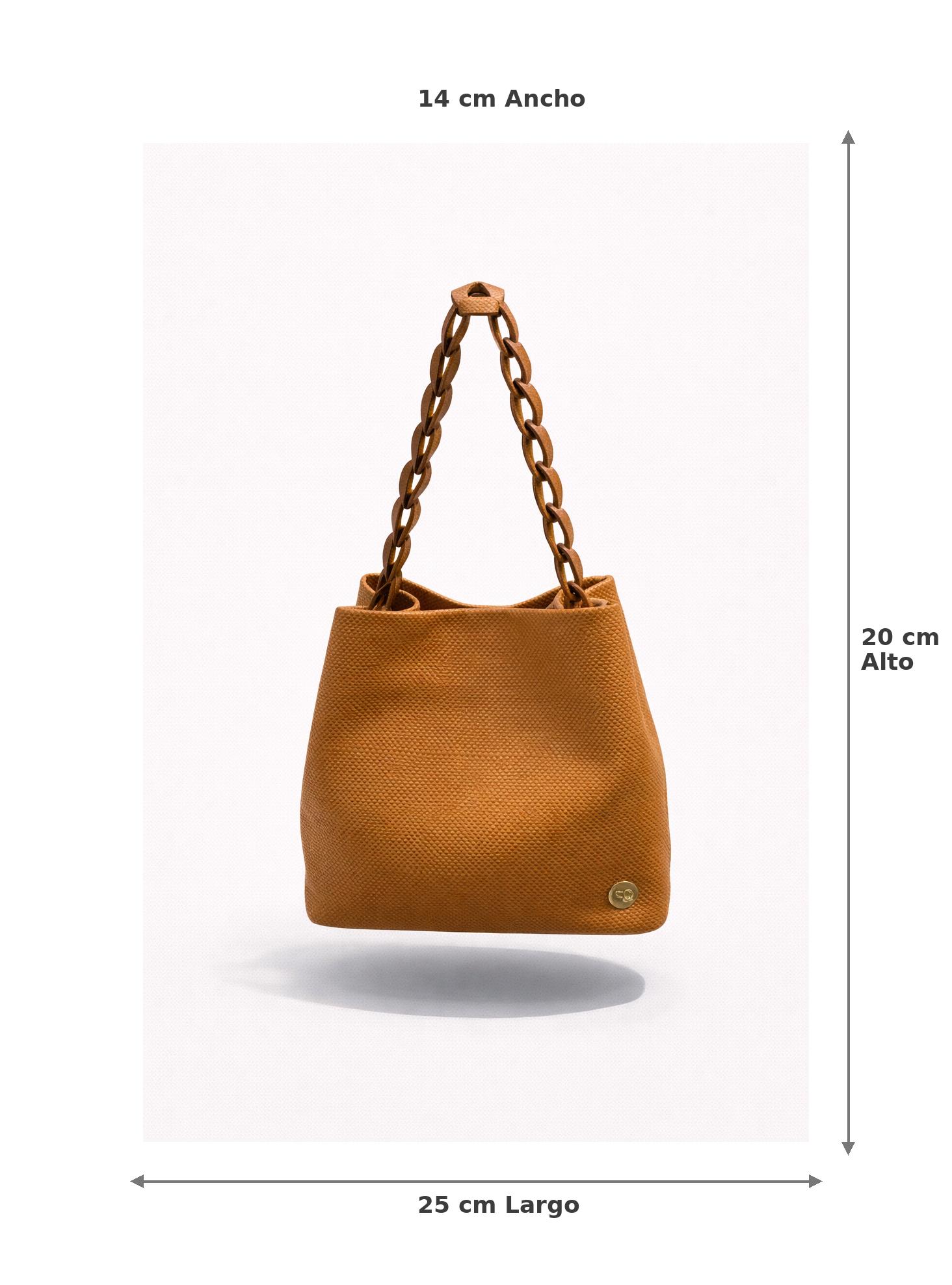 Bolso de mano camel con asa tipo cadena