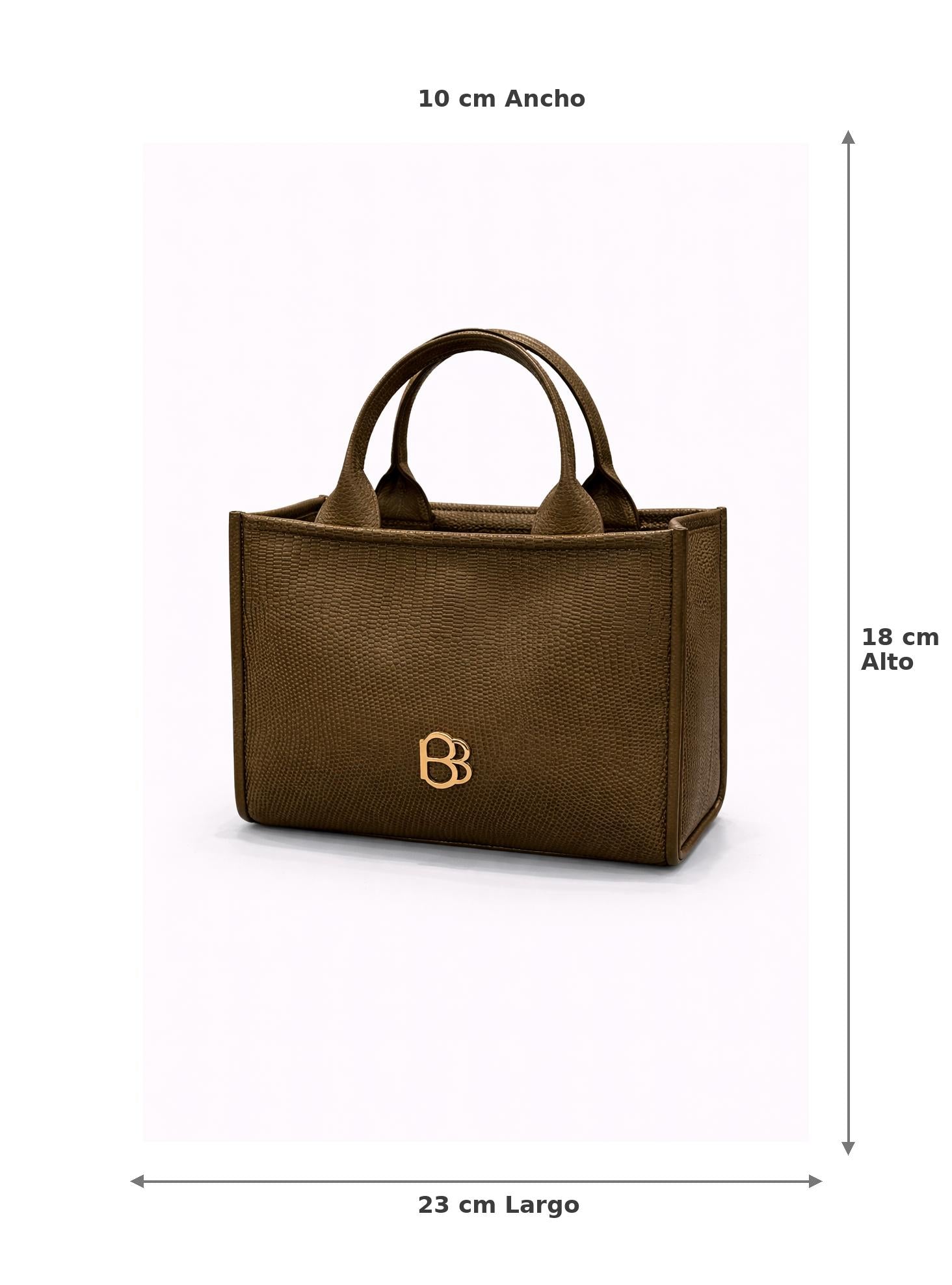 bolso estructurado verde  con asas cortas