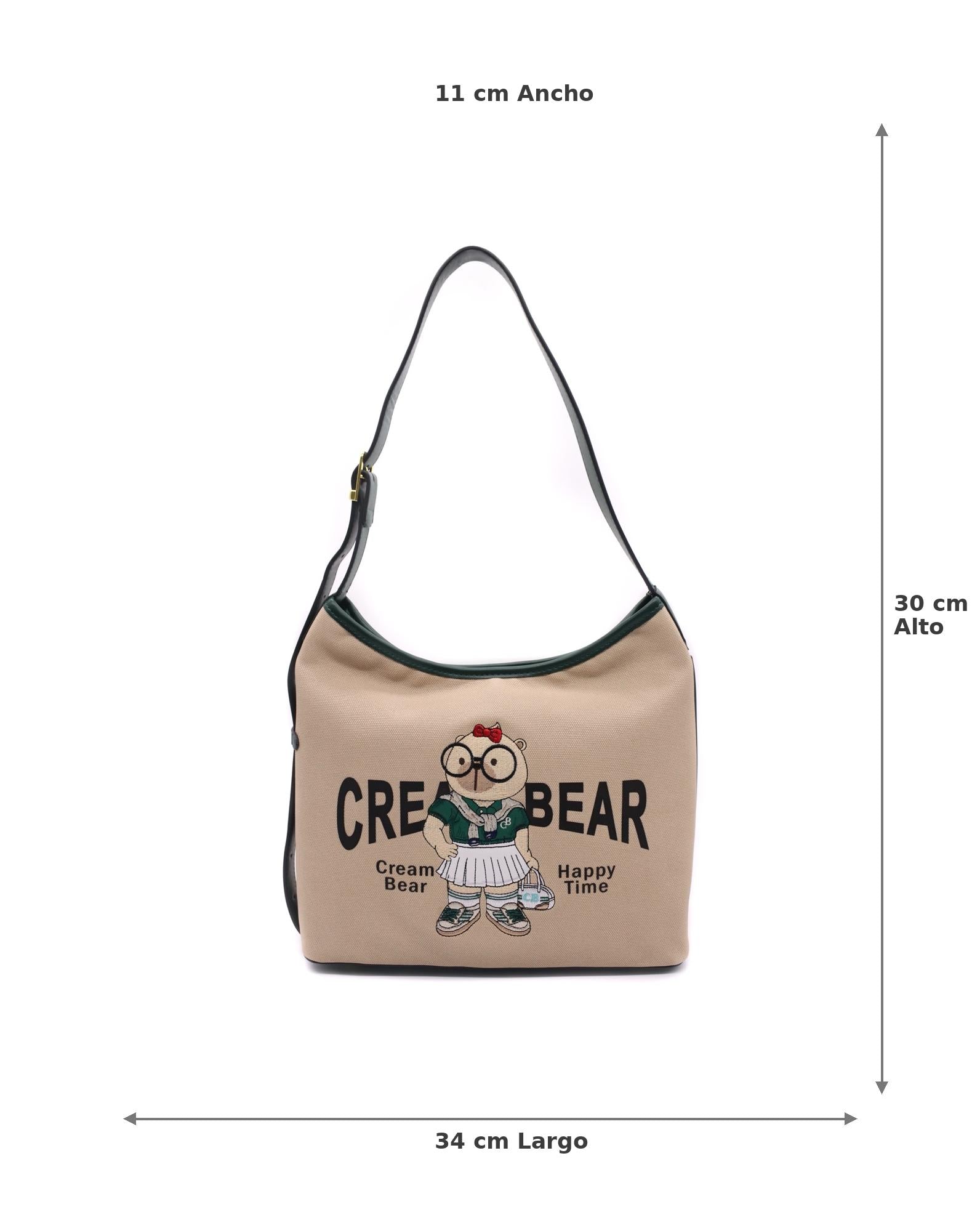 Bolso  beige con diseño ilustrado “Cream Bear”