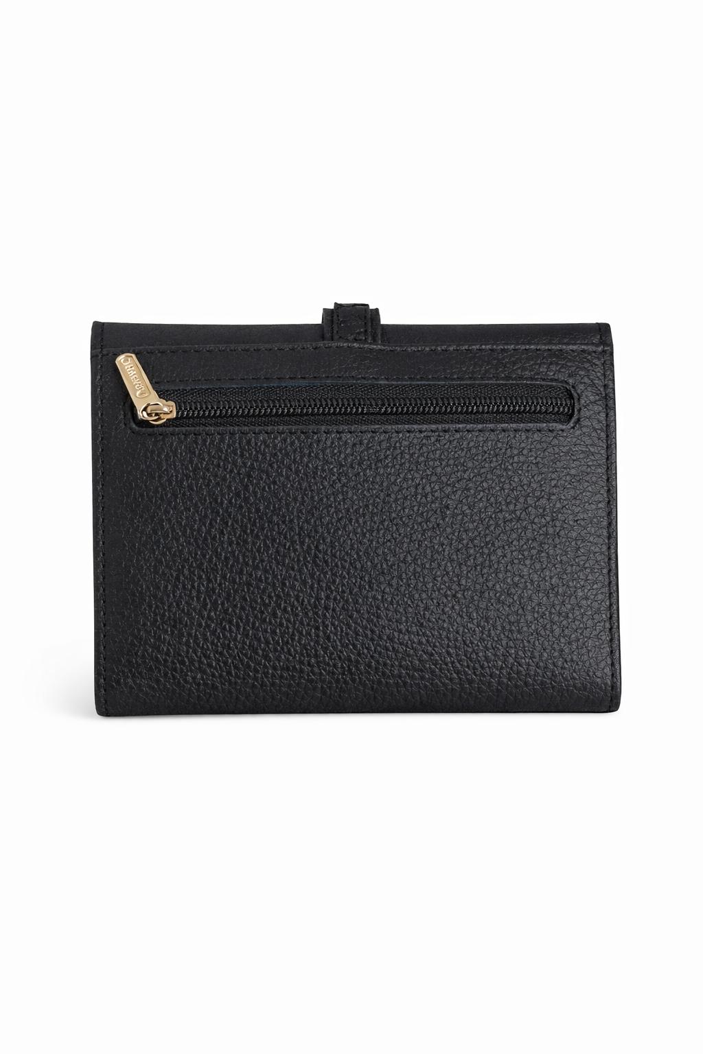 Billetera en Cuero Negra con Detalle Decorativo