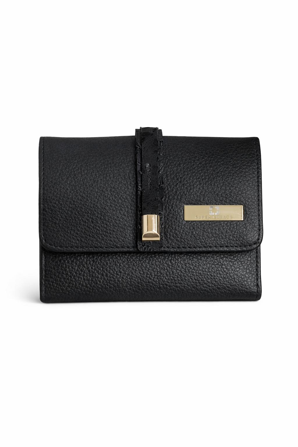 Billetera en Cuero Negra con Detalle Decorativo - vista 3