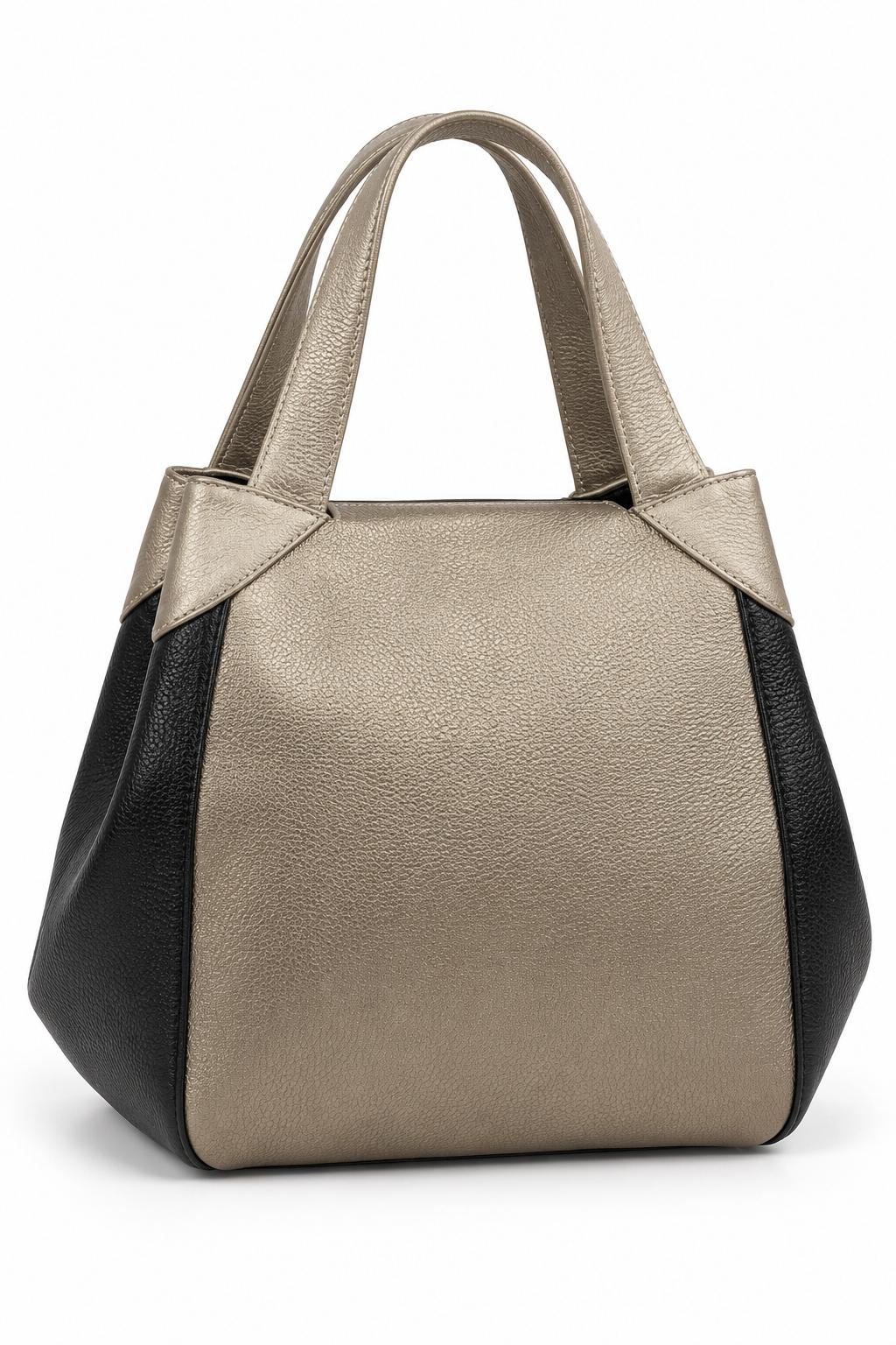 bolso en cuero negro gris vista posterior