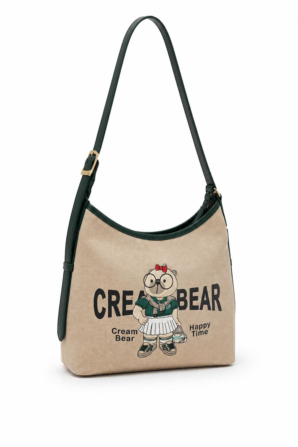 Bolso beige con diseño ilustrado Cream Bear