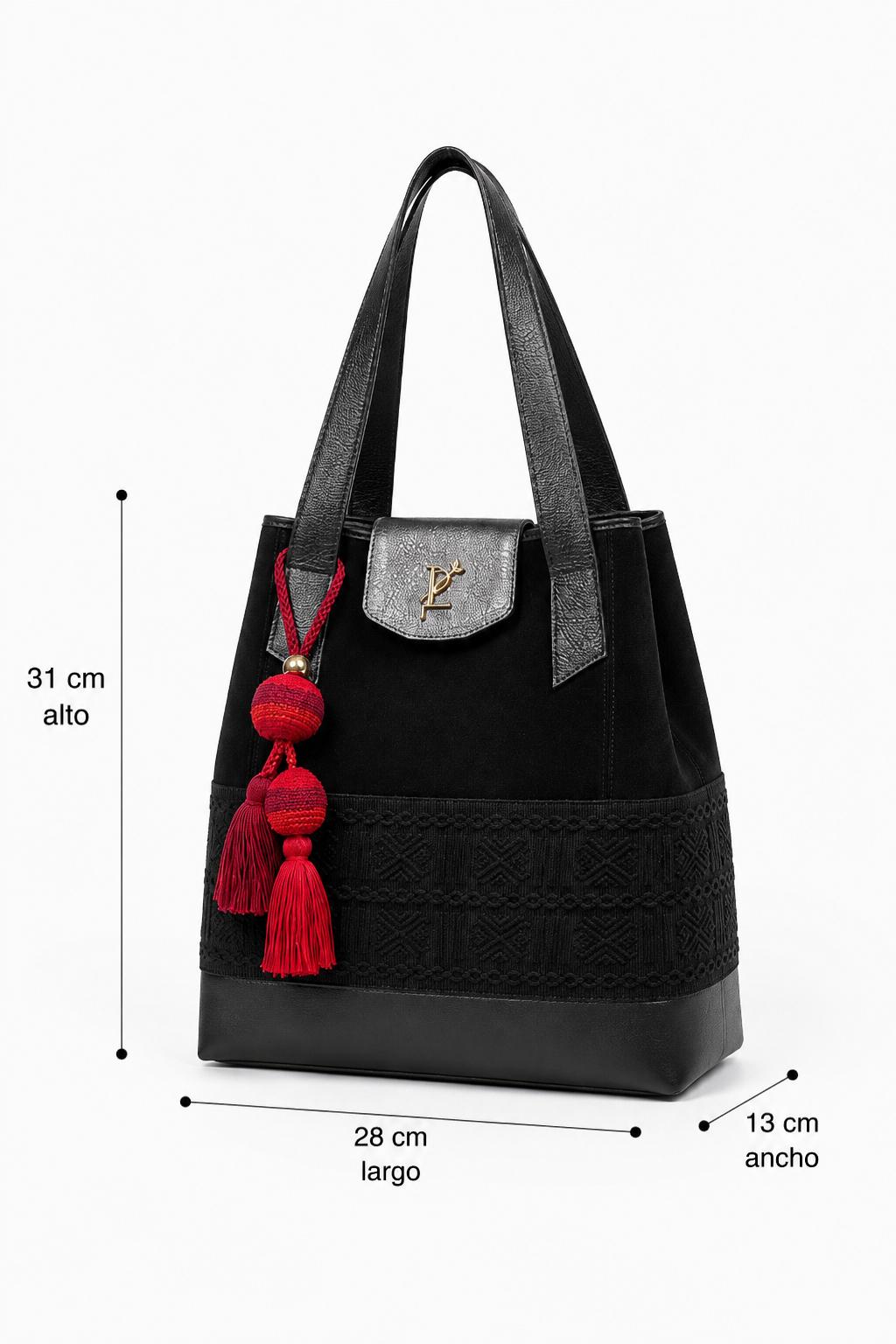 bolso negro para mujer azas largas