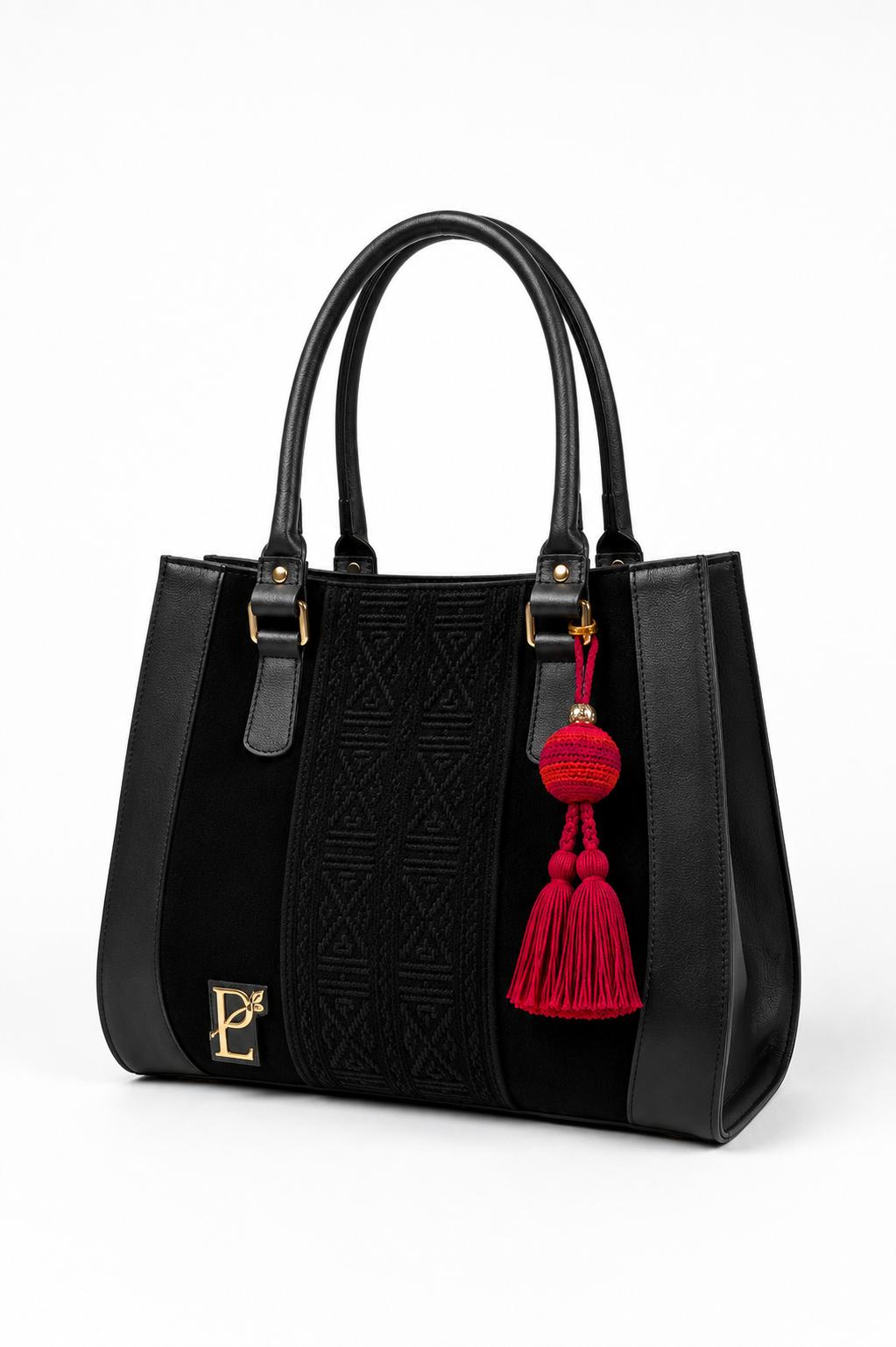 Bolso Negro con tejido