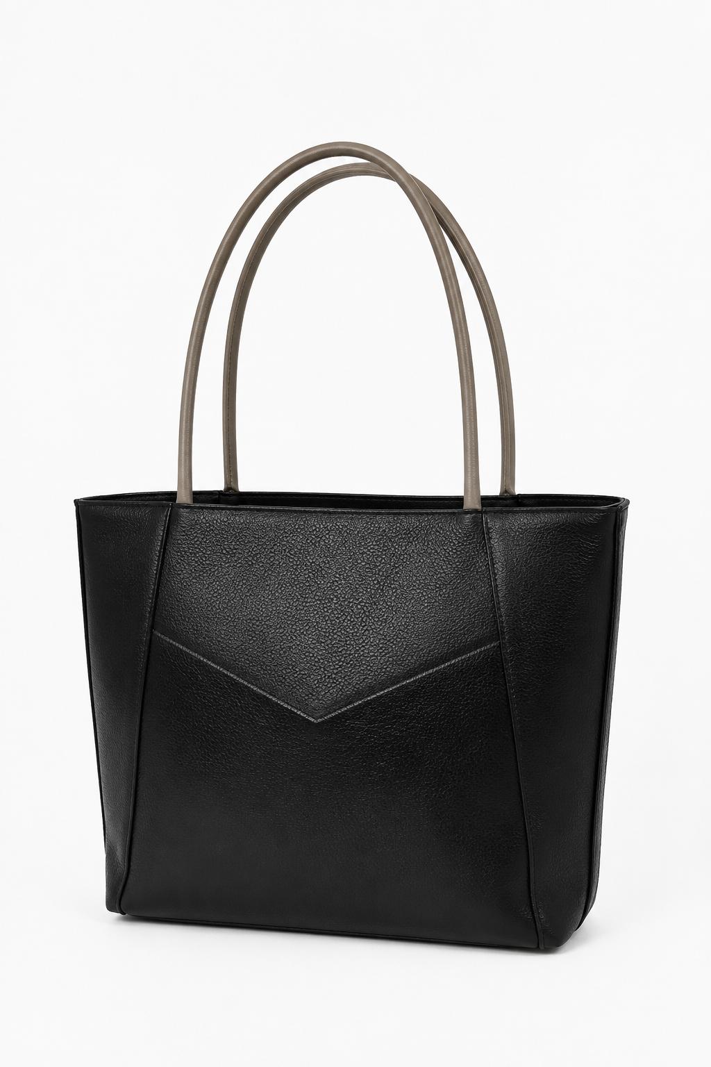 Bolso  en cuero con tejido exclusivo – Negro/Gris