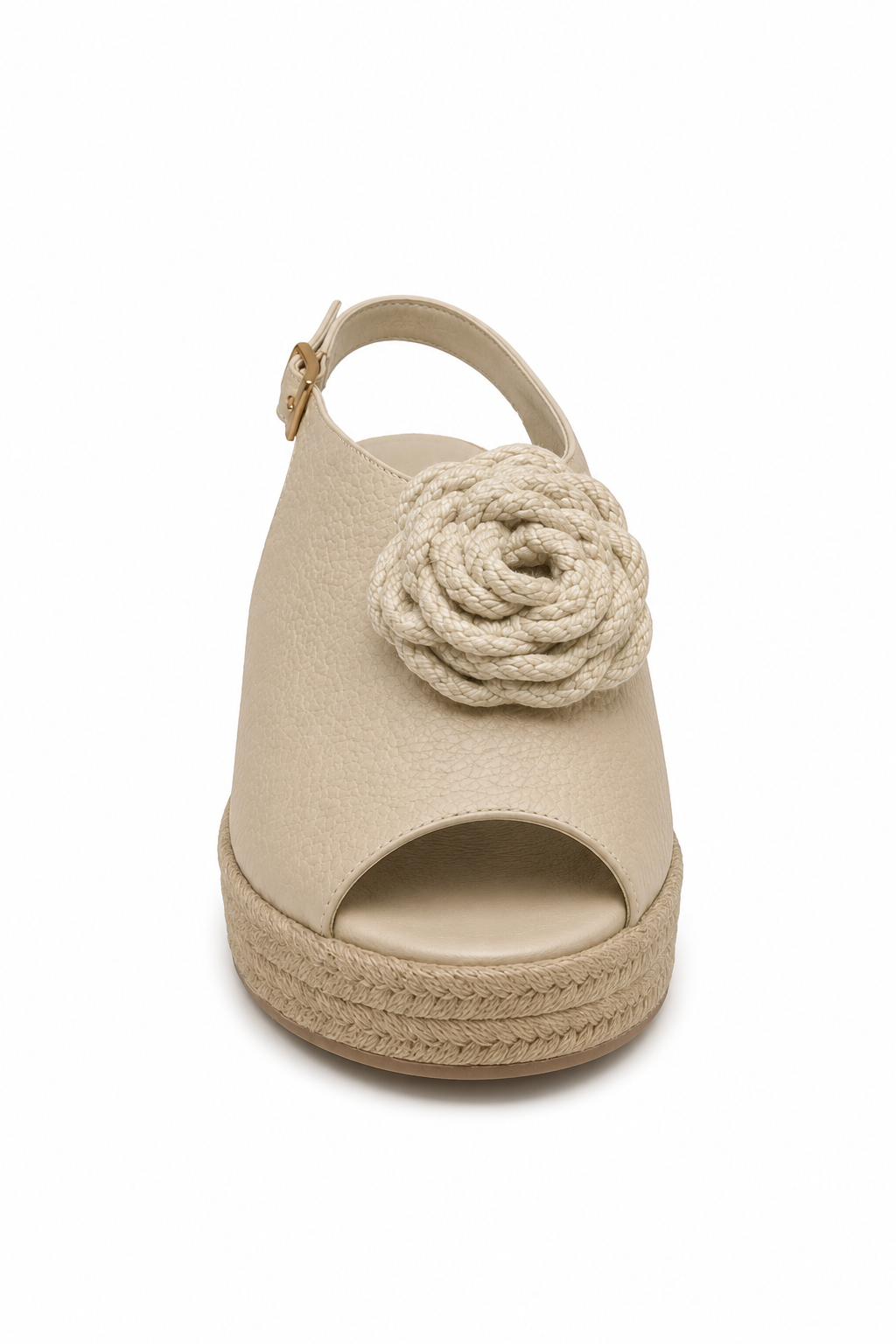 calzado en cuero beige yute vista frontal