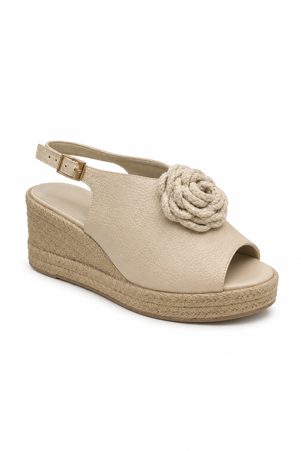 calzado en cuero beige en yute para mujer