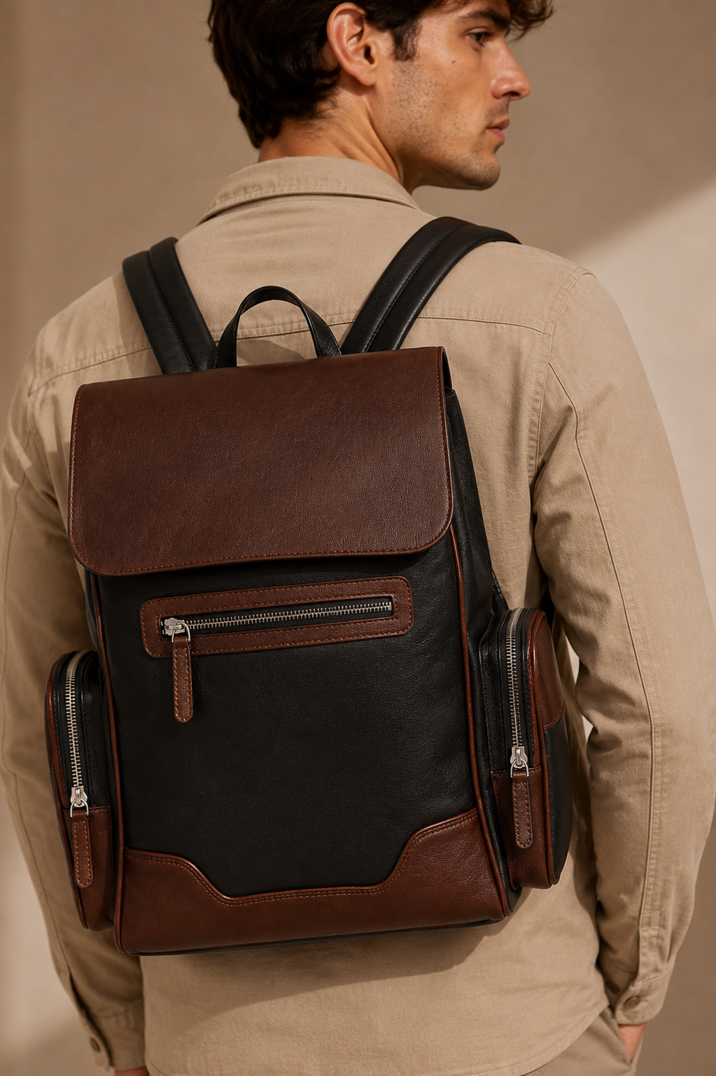 morral en cuero para hombre