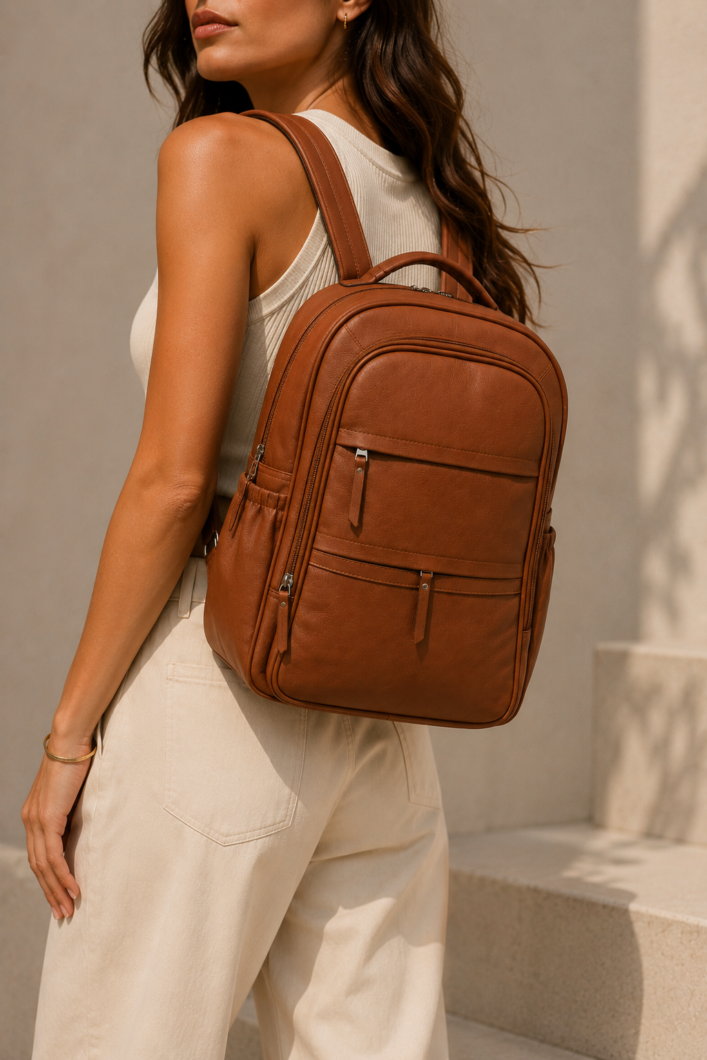 Morral en cuero para mujer