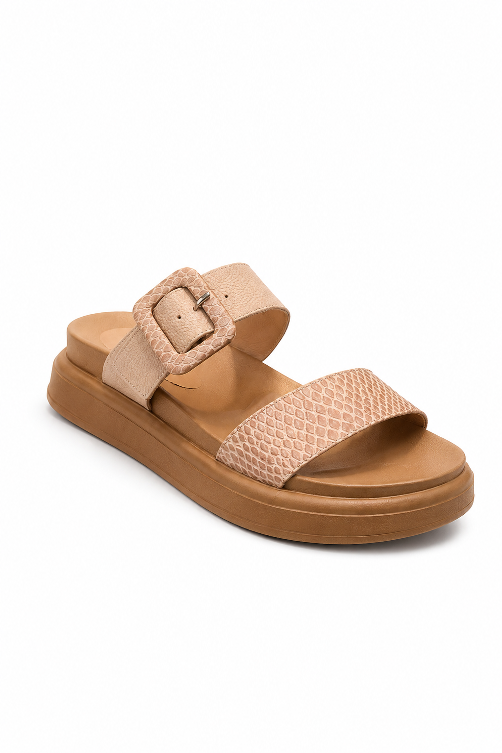 Sandalia en cuero color camel