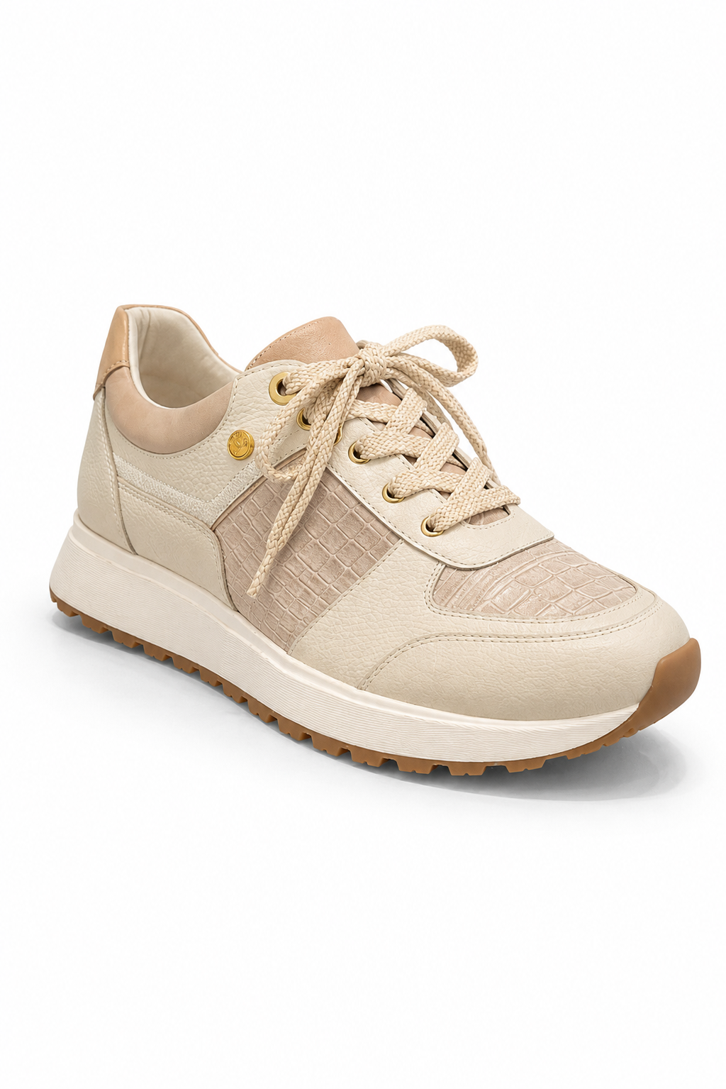 Tenis en cuero beige para mujer